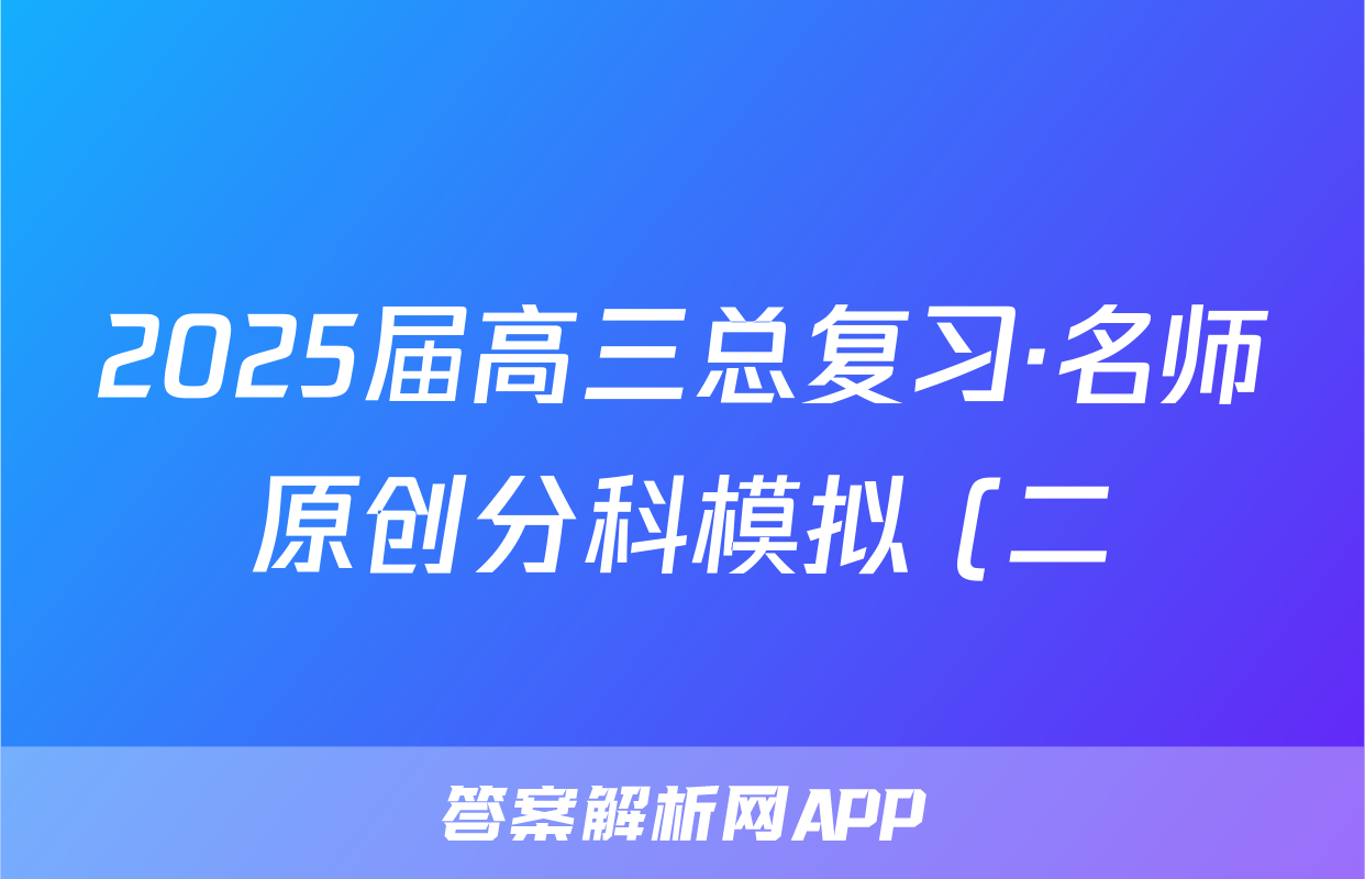 2025届高三总复习·名师原创分科模拟 (二)2政治(XS5)试题